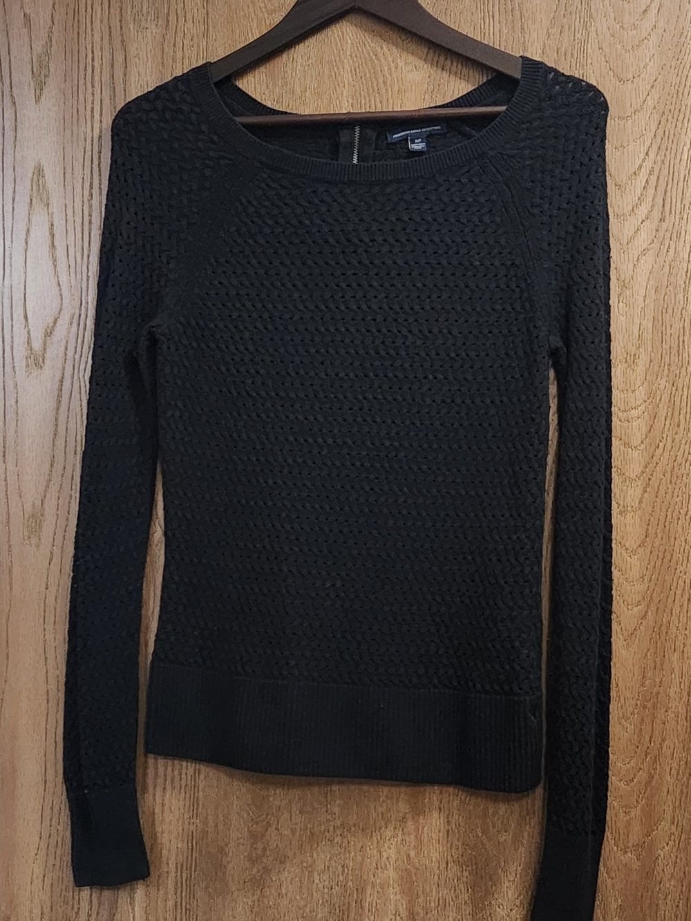 American Eagle Outfitters Black Textured Crew Neck Sweater